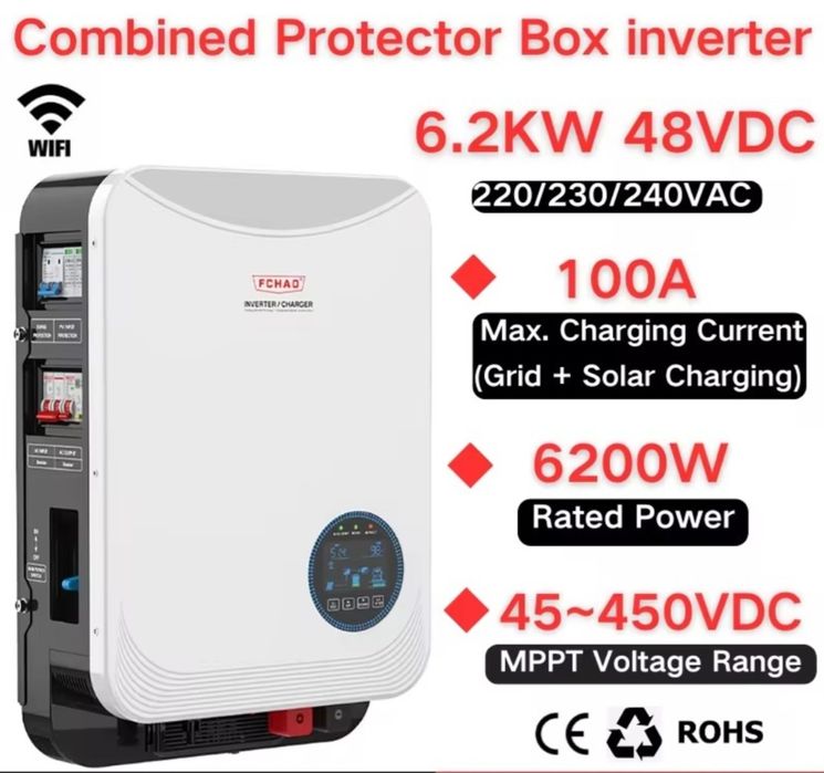 Inversor solar 6,2KW hybrido off grid novo