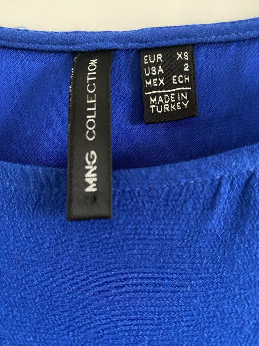 Sukienka niebieska chabrowa Mango XS rękawek 3/4