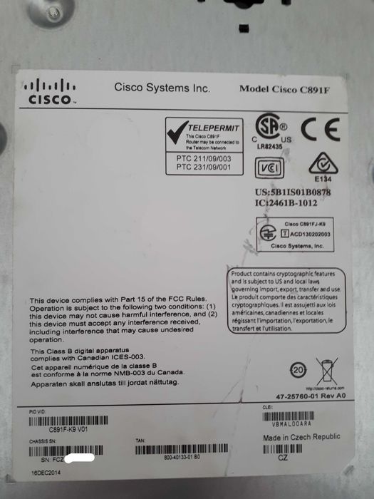 Cisco C891F-K9 v01