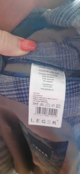 Marynarka męska w kratę - casual, firma LEGER 182/116