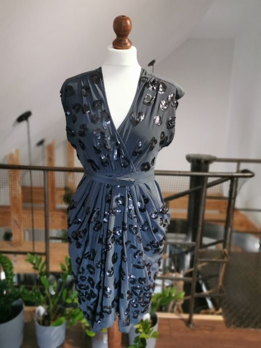 Sukienka okazjonalna, koktajlową 100% jedwab, kieszenie, Rozm M