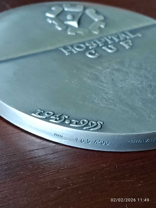 Medalha Prata Maciça Numerada 8 cm 277 gr