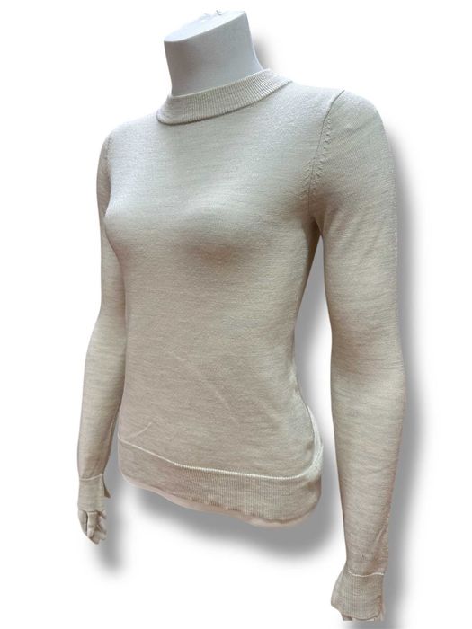 CUBUS kremowy melanżowy sweter sweterek z wełny merino wełniany XS