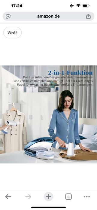 Parownica do ubrań 250ml 1600W biała