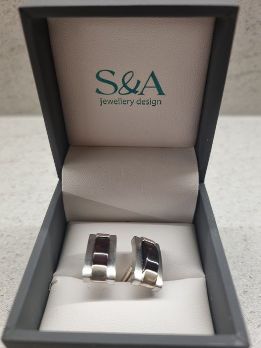 S&A Jewellery Design Spinki Srebrne z Bursztynem Srebro 925