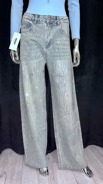 Jeansy w cyrkonie, całe się mienią :) spodnie premium!