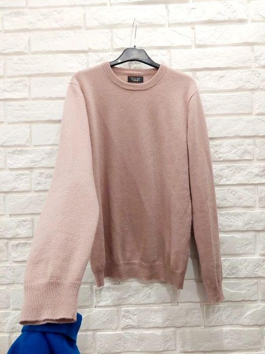 Sweter 100% kaszmir u-neck ciemny róż