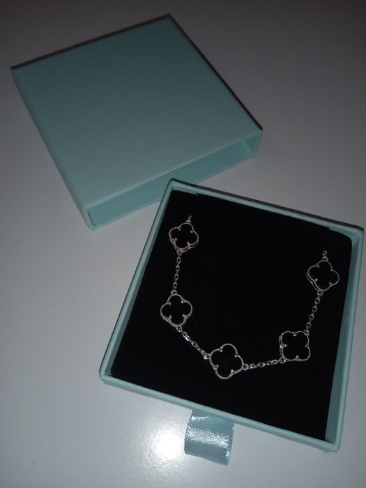 Срібні сережки Ніч Каіру Van Cleef Ван Кліф чорні підвіски вісюлькі