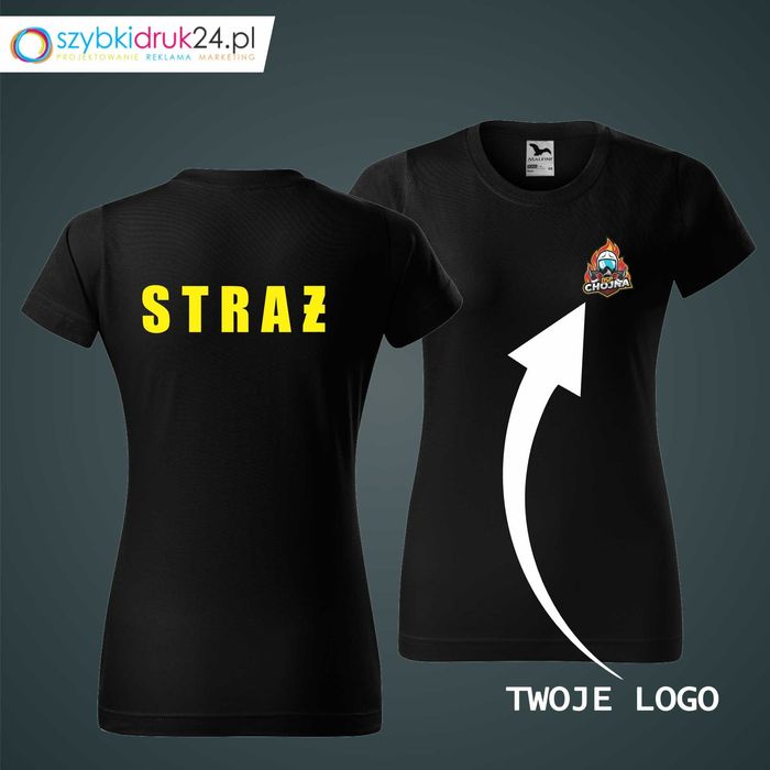 Koszulka, T-shirt - nadruk STRAŻ z TWOIM LOGIEM - OSP / PSP