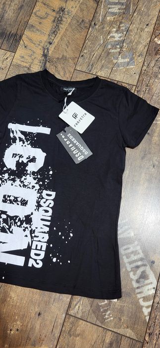 Dsquared2 icon czarna damska koszulka bawełna premium S