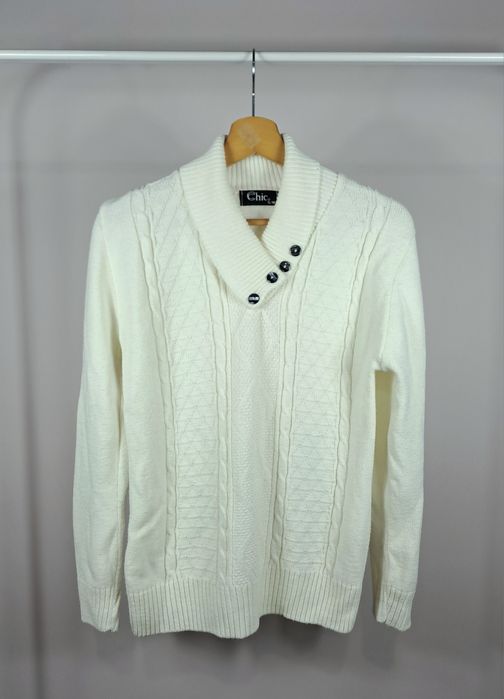 Damski sweter sweterek z kołnierzem r.M splot