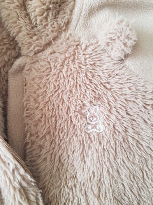 Markowy polar Benetton Baby ciepła bluza z kapturem r. 68