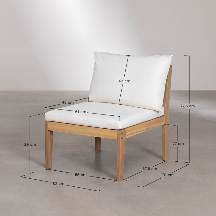 Sofá modular de jardim em acácia