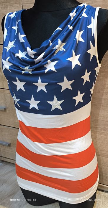 Fajna bluzeczka top  flaga USA cekiny T.A.T.U