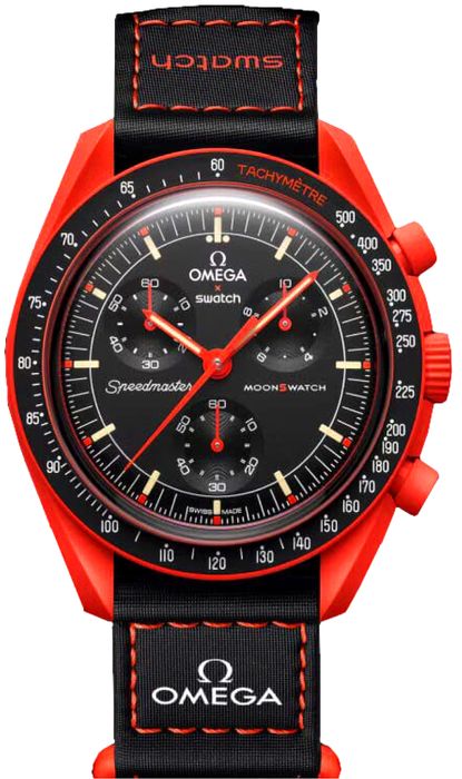 Omega X Swatch Mission on Earth Lava moonswatch омега свотч Лава кварцевий наручний чоловічий годинник