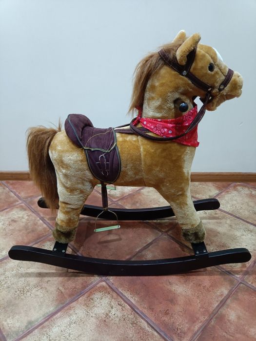 Гойдалка дитяча кінь коричневий з сидінням