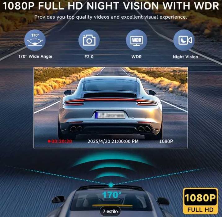 Câmera para interior do carro com lente dupla