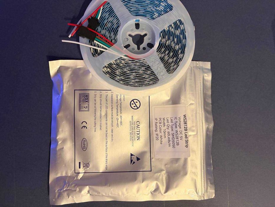 2× Taśma LED WS2812B 5m 60 LED/m IP20 – biała