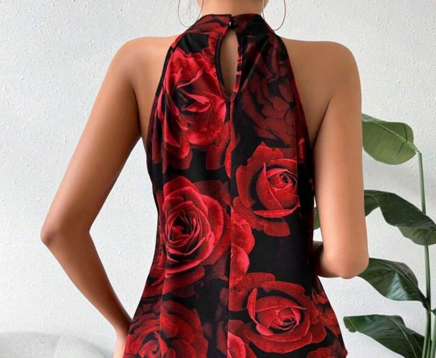 Elegancki top damski w róże