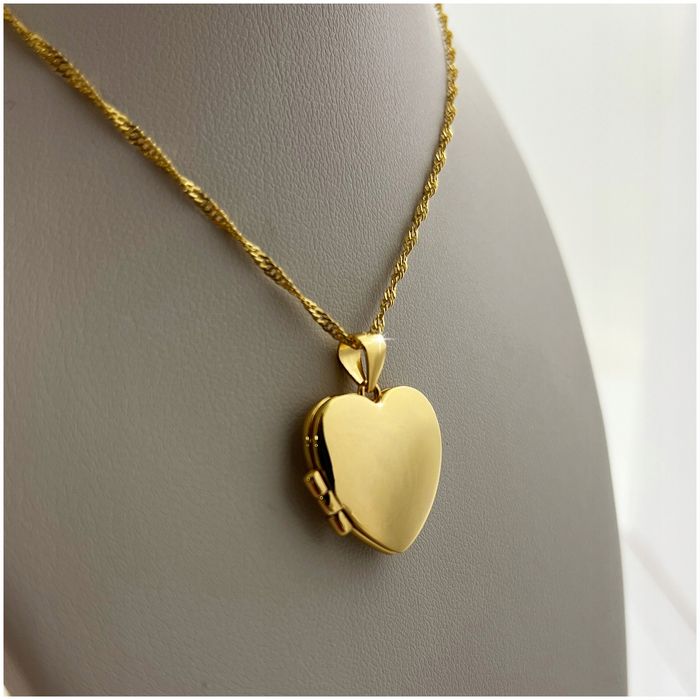 Złoty Naszyjnik Serce Otwierane Sekretnik Puzderko Duża Zawieszka + Gr