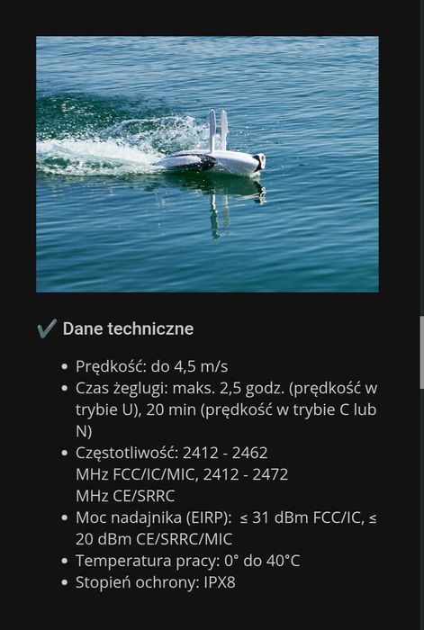 Dron pływajacy na ryby Pover Visjon kamera 4k