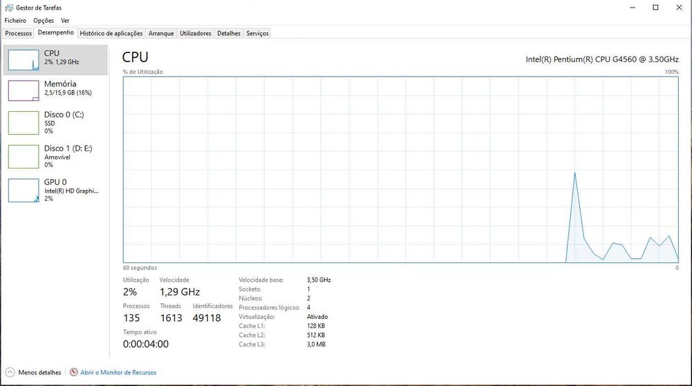 Computador Lenovo com Intel Pentium G4560 e 16GB RAM