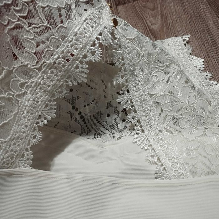 Женская святкова кружевная блузка ажурная блуза гипюровая цвет айвори