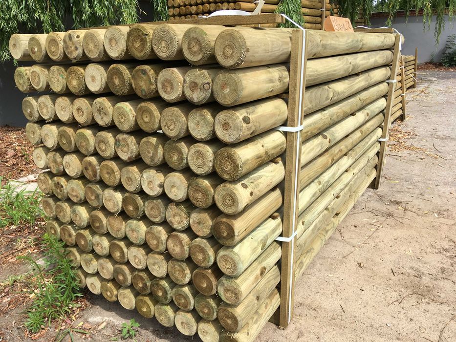 Palisada, słupki, bale drewniane impregnowane fi 10cm dł.250cm