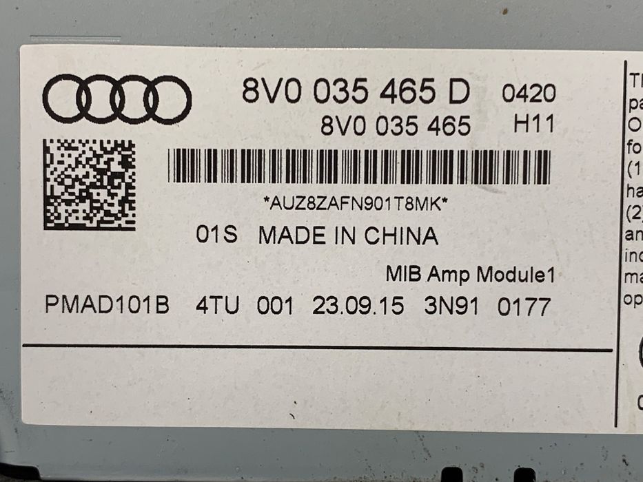 WZMACNIACZ AUDI A3 8V 8V0035465D 12-20 MODUŁ SYGNAŁU