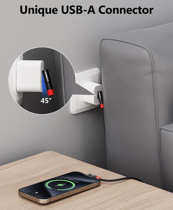 SUNGUY Kabel USB C, 90 stopni kąt prosty kabel USB 2.0 szybkie ładowan