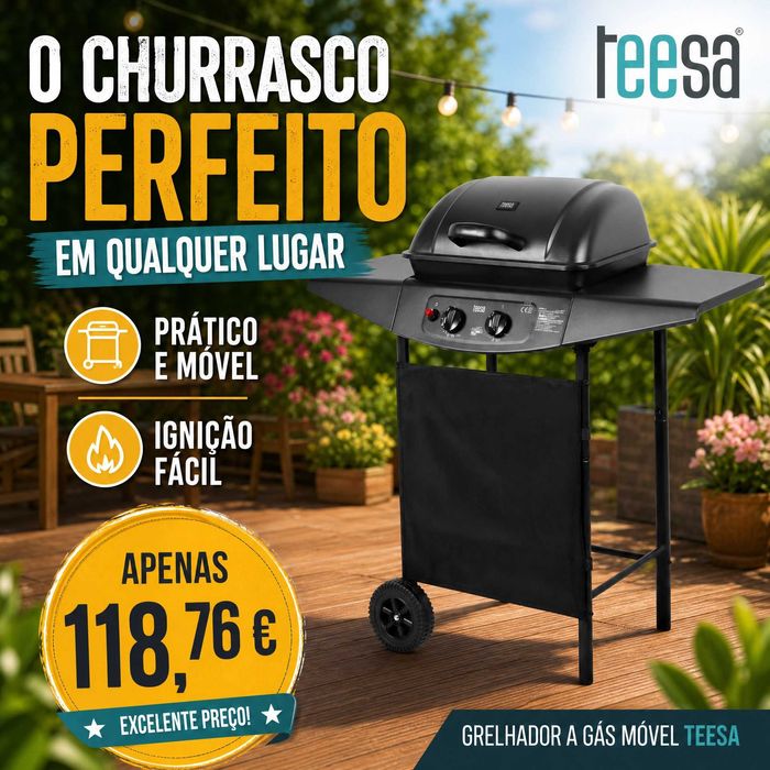 Grelhador Gás Móvel P/ Churrasco Teesa
