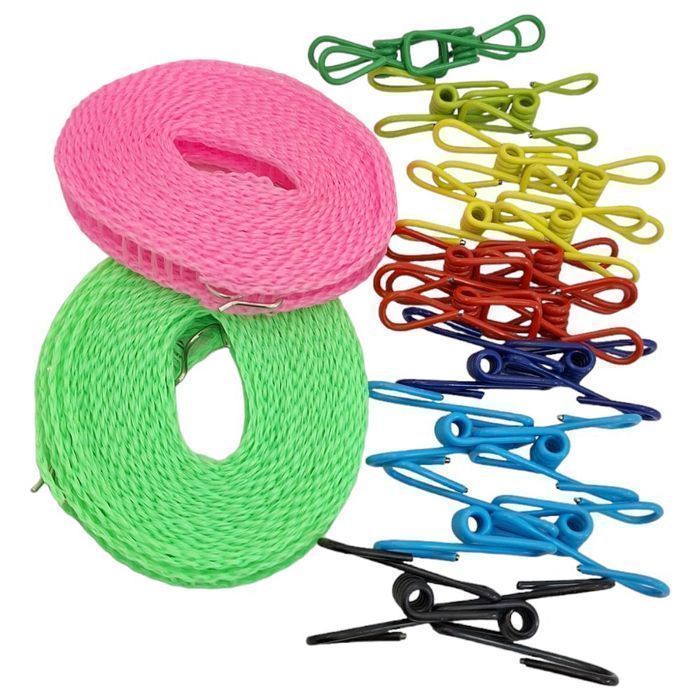 Sznurek Lina na Pranie 2x5m Klamerki Spinacz 10szt