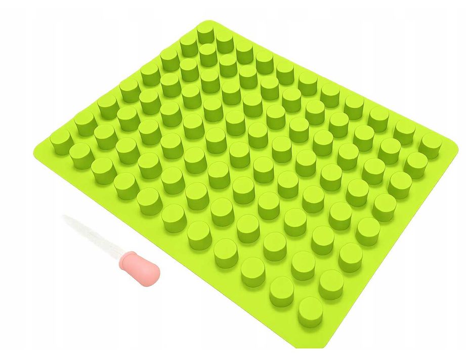 Forma foremka silikonowa do żelek żelki WALCE KOŁA 88szt + pipeta