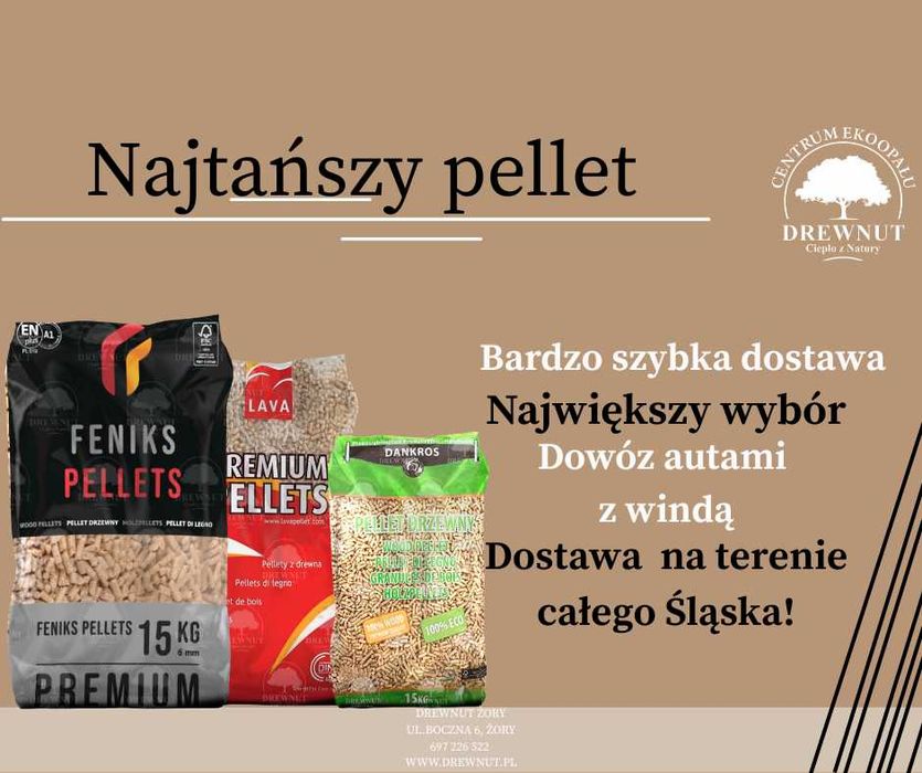 Pellet NAJTAŃSZY pellet drzewny oraz Drewnut A1 A2 Feniks Olczyk Wirex