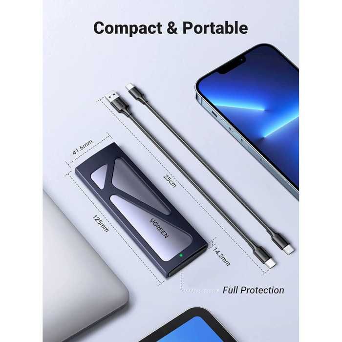 Кишеня зовнішня UGREEN CM578 PCIe NVMe M.2 SSD to USB 3.2 Gray (90541)