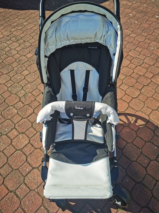 wózek Emmaljunga skóra naturalna 2w1 biało-czarny