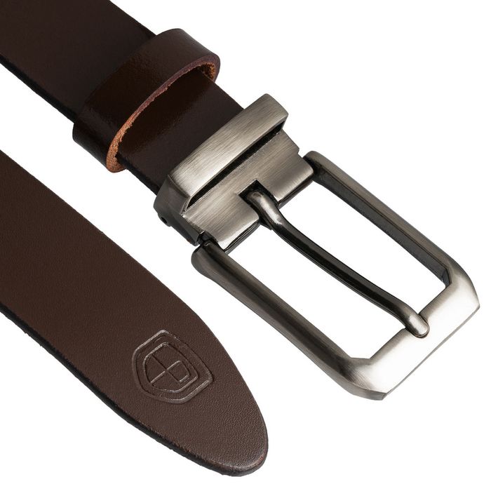 skórzany, elegancki pasek męski w brązowym kolorze