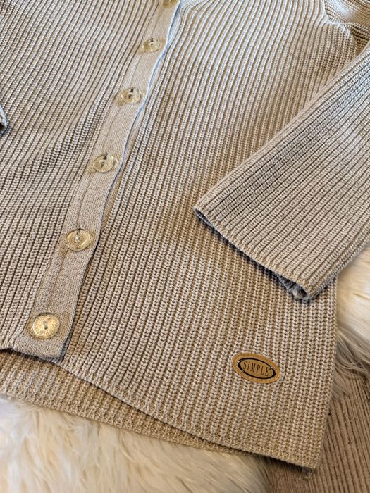 SIMPLE Kardigan Beżowy Premium | Klasyczny Sweter Zapinany | Elegancki Basic