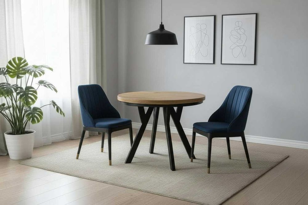 Stół okrągły rozkładany 100/200 loft noga Y do salonu i jadalni