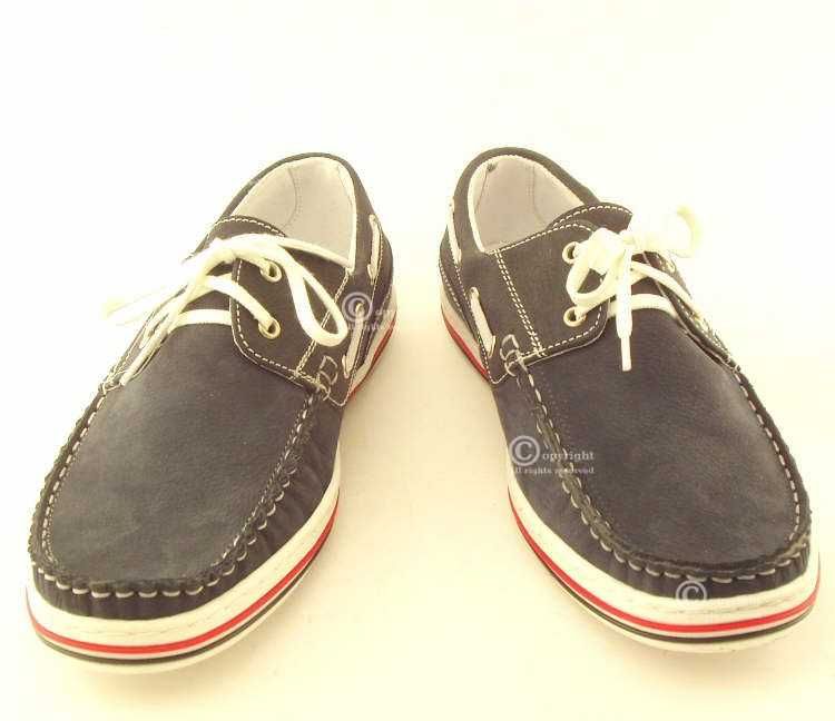 Skórzane granatowe męskie półbuty roz. 45