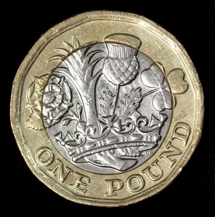 монета Великої Британії номіналом 1 фунт стерлінгів 2017 рік.