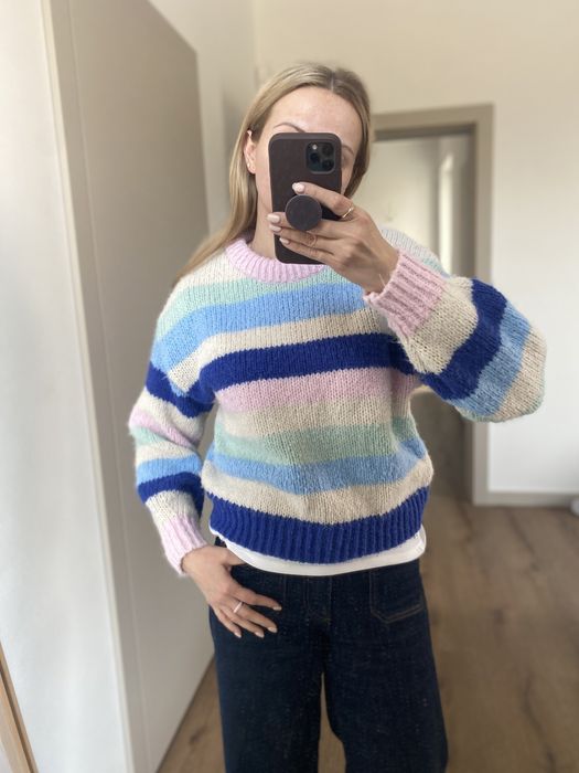 Sweter w paski Vero Moda M 38 różowy niebieski