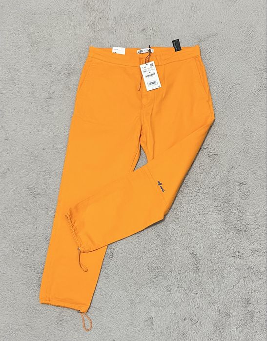 Zara r. M nowe z metka pomaranczowe meskie spodnie joggersy