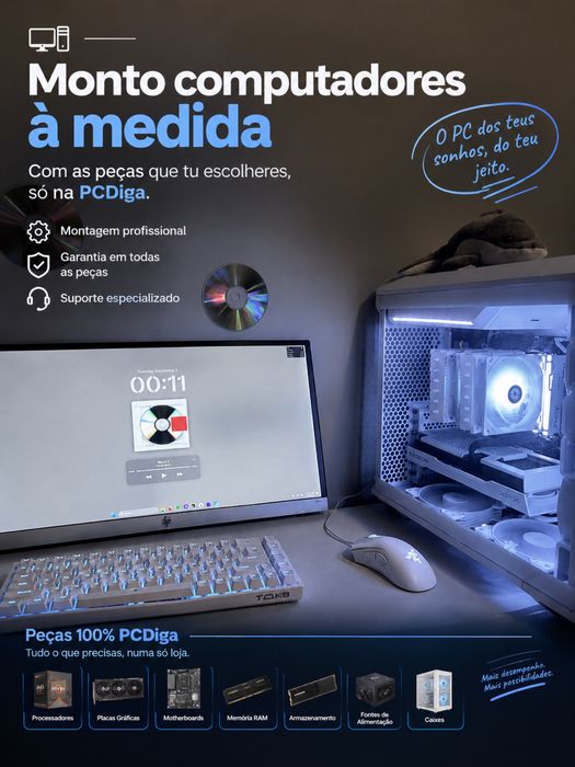 Monto computador à medida.
