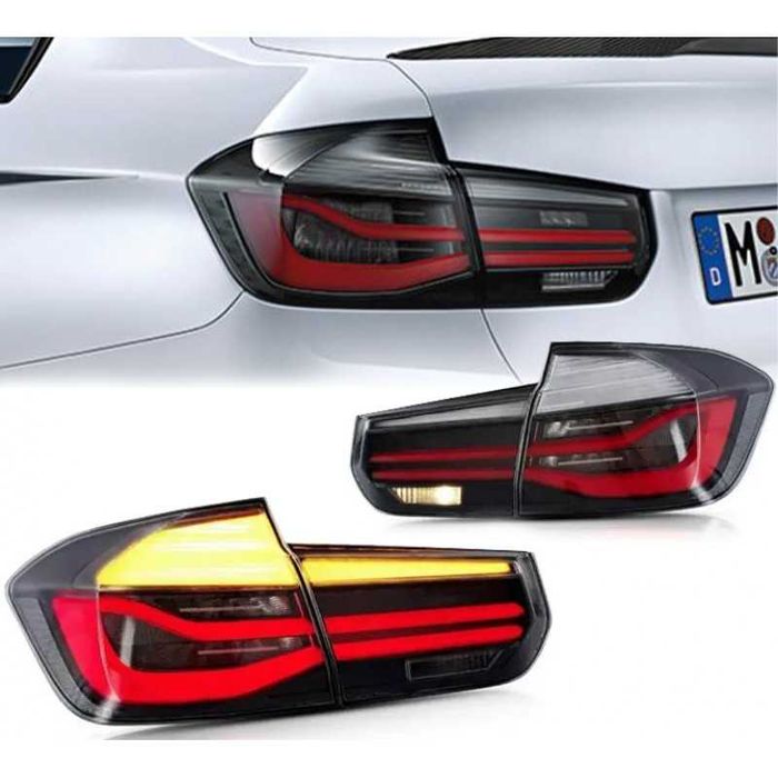 Задні LED ліхтарі Європа BMW 3 series F30 2012-2018 димчасті, рестайлінг 4шт.