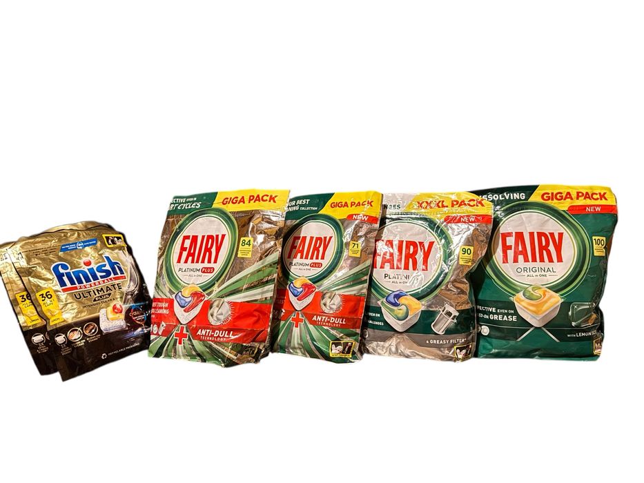 Kapsułki do zmywarki Fairy oraz Finish zestaw 6 opakowań TERMIN!!