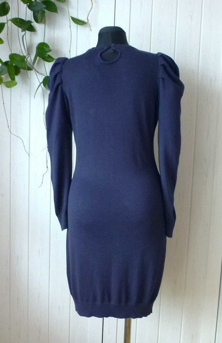 Zara granatowa dzianinowa sukienka S M