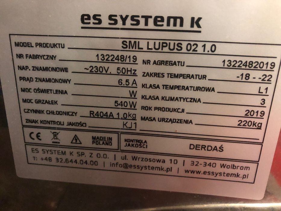 Szafa chłodnicza/ mróznicza  ES System K SML LUPUS