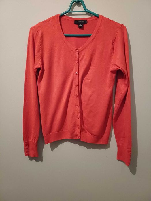 Sweter damski rozpinany, koralowy r. M