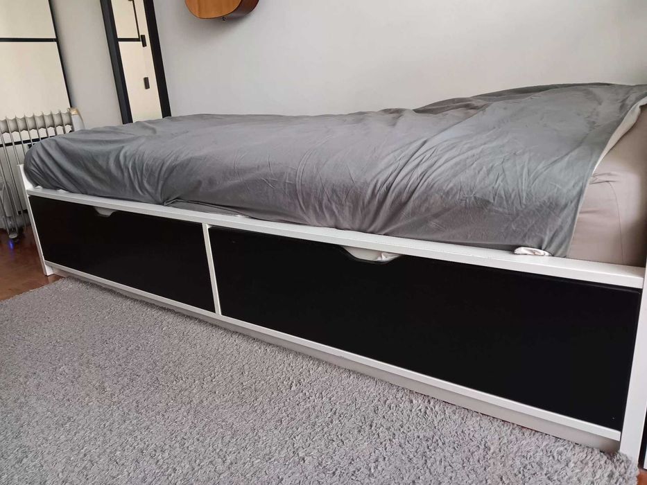 Cama individual IKEA FLaxa + Estrado + Colchão